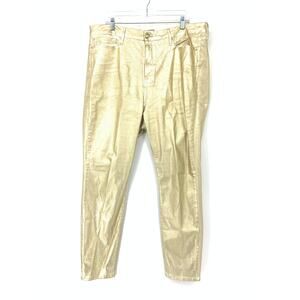 Good American Jeans Women's Size 22 High Rise Good Legs Denim Gold Metallic
